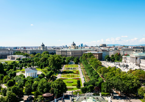     A great view of the Vienna Volksgarten, a public garden 